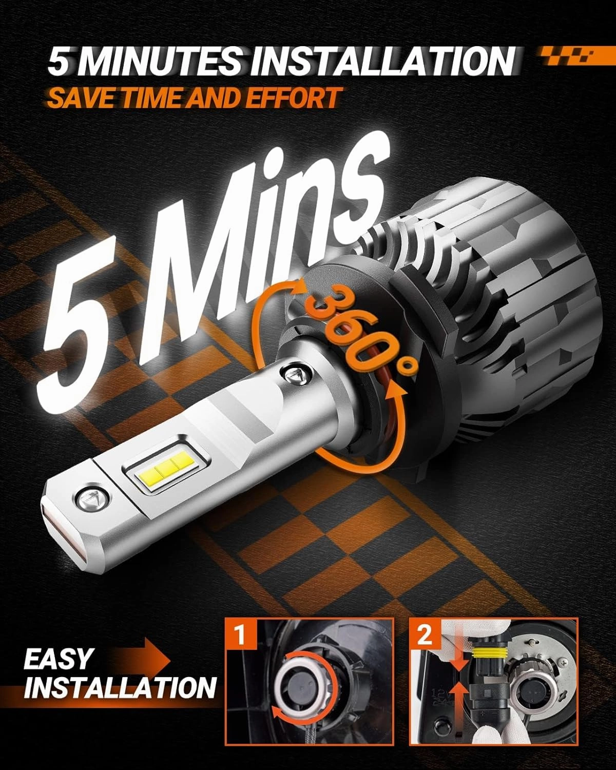 SEALIGHT 9005/HB3 Bulbs 33000LM Super Bright, 6500K Cool White 9005 Drving Lights, 60000  Hours HB3 Powersport Bulbs with Fan, Easy Plug-N-Play, IP68, Driving Fog Spot Light Assemblies, Pack of 2