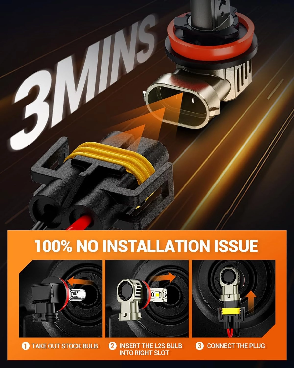 SEALIGHT L2S HB3 H9 LED Bulb Combo compatible 9005 H11 for Fog Light and Powersports Headlights, 68000 Lumens Super Bright 6500K White Light, Plug and Play, 4 Pack