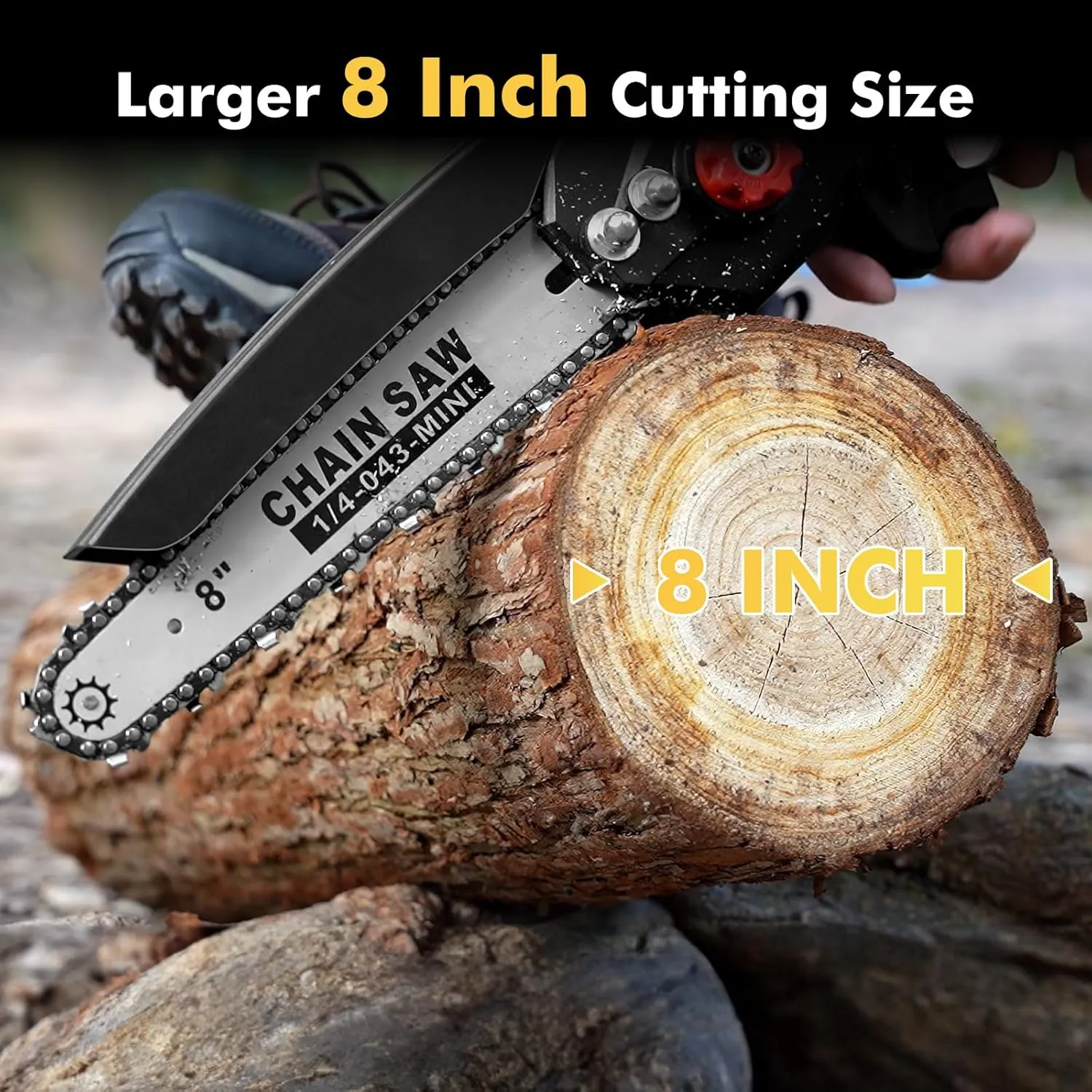 Seesii Mini Chainsaw Cordless 8 inch DL07, Electric Battery Powered Chainsaw, Upgraded Brushless Chain Saw with Auto Oiler, 2pcs 2000mAh Battery, Handheld Pruning Saws for Tree Branch Wood Cutting
