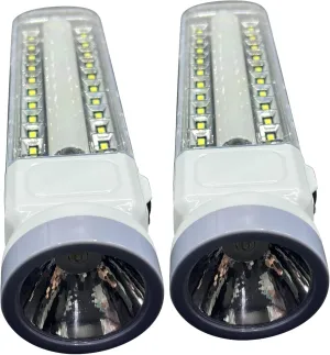 Set of 2 LED Emergency Hand Light Powerful Light Charge Function in Battery, Plug in and Solar Powered- for Home Out Going Camping Hiking Fishing