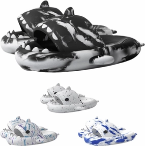 Shark Slides Unisex, Novelty Cloud Shark Slippers Anti-Slip Quick Drying, Spooky Shark Slippers Halloween Glow in the Dark