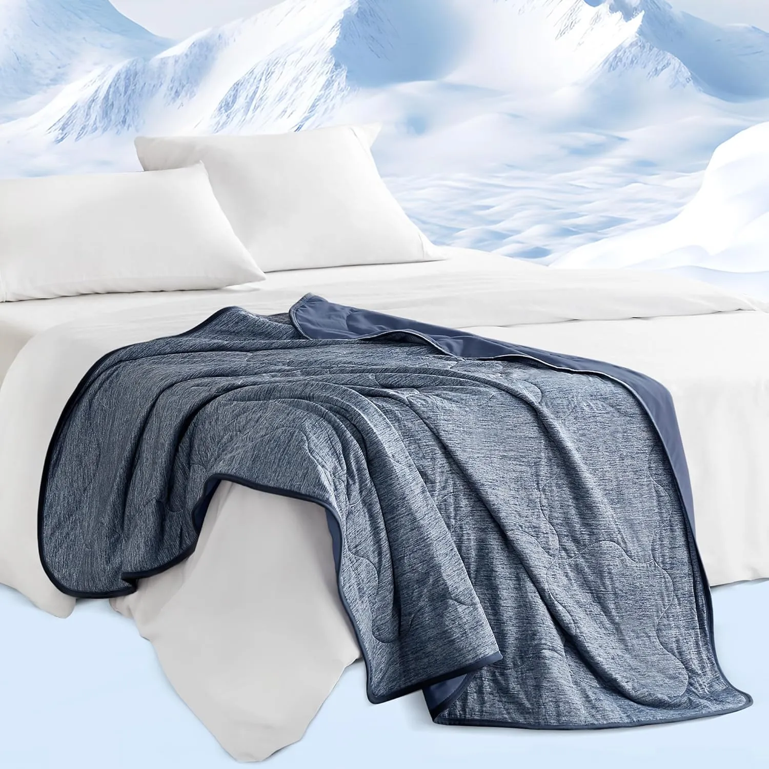 Sharper Image Cozy Jersey Knit Throw Blanket Ultra-Soft & Cooling Touch Throw Chic Ogee Quilting, All Season & Lightweight Summer Throw Blanket Cozy T-Shirt Handfeel, Gift Ready, 50x60, Navy
