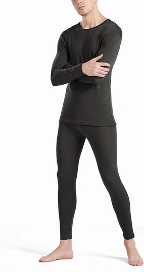 SHEEP RUN 100% Merino Wool Men's Thermal Underwear Long Sleeve Baselayer Set