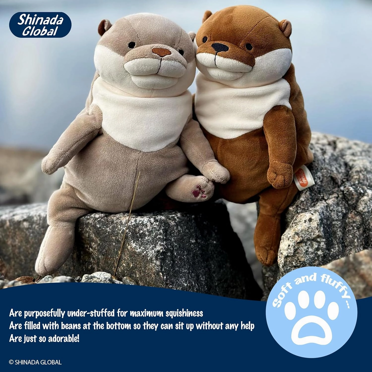 Shinada Global Ultra Soft Mochi Otter Plush – 11.8in Adorable Stuffed Animal Pillow, Squishy & Huggable Plush Toy for Kids Adults, Birthday Gift, Bedroom Decor