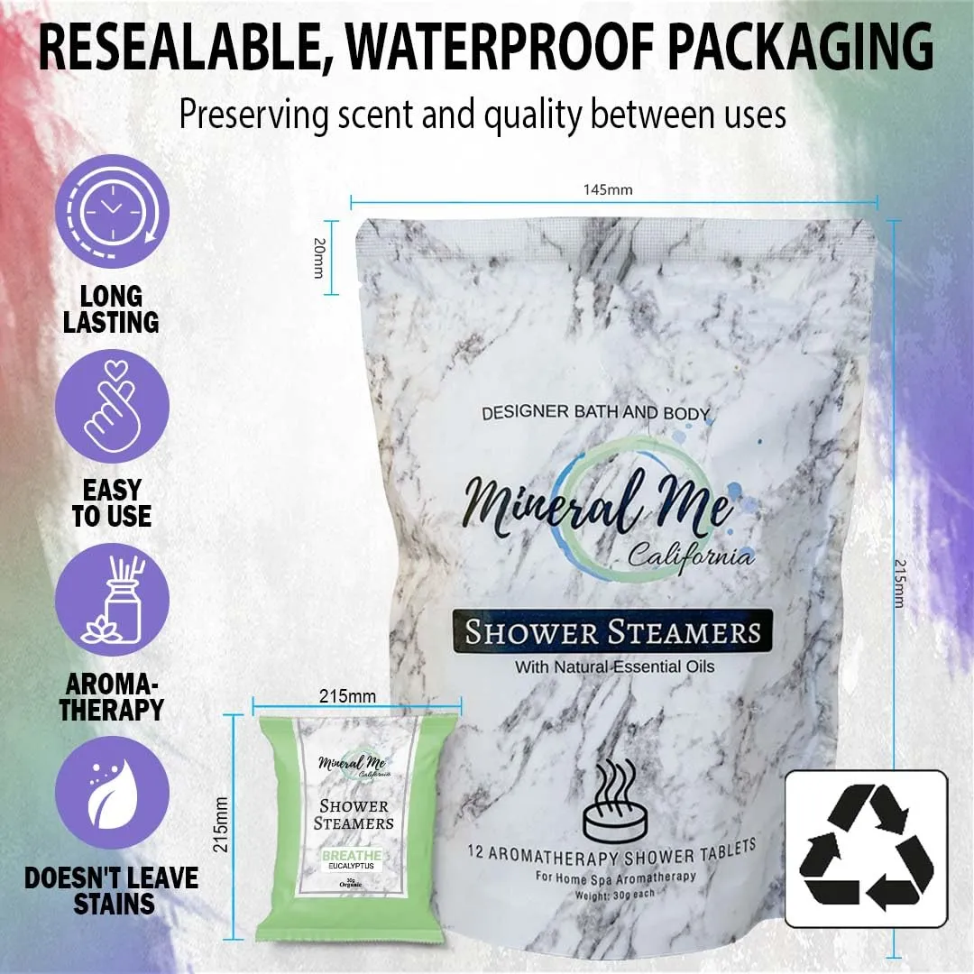 Shower Steamers Aromatherapy - Fathers Day Gift for Dad, 12pc Shower Bombs Vapor Tablets w/Organic Essential Oils for Vaporizing Steam Spa, Shower Melts, Selfcare Gifts for Women, Men, Wife, Husband