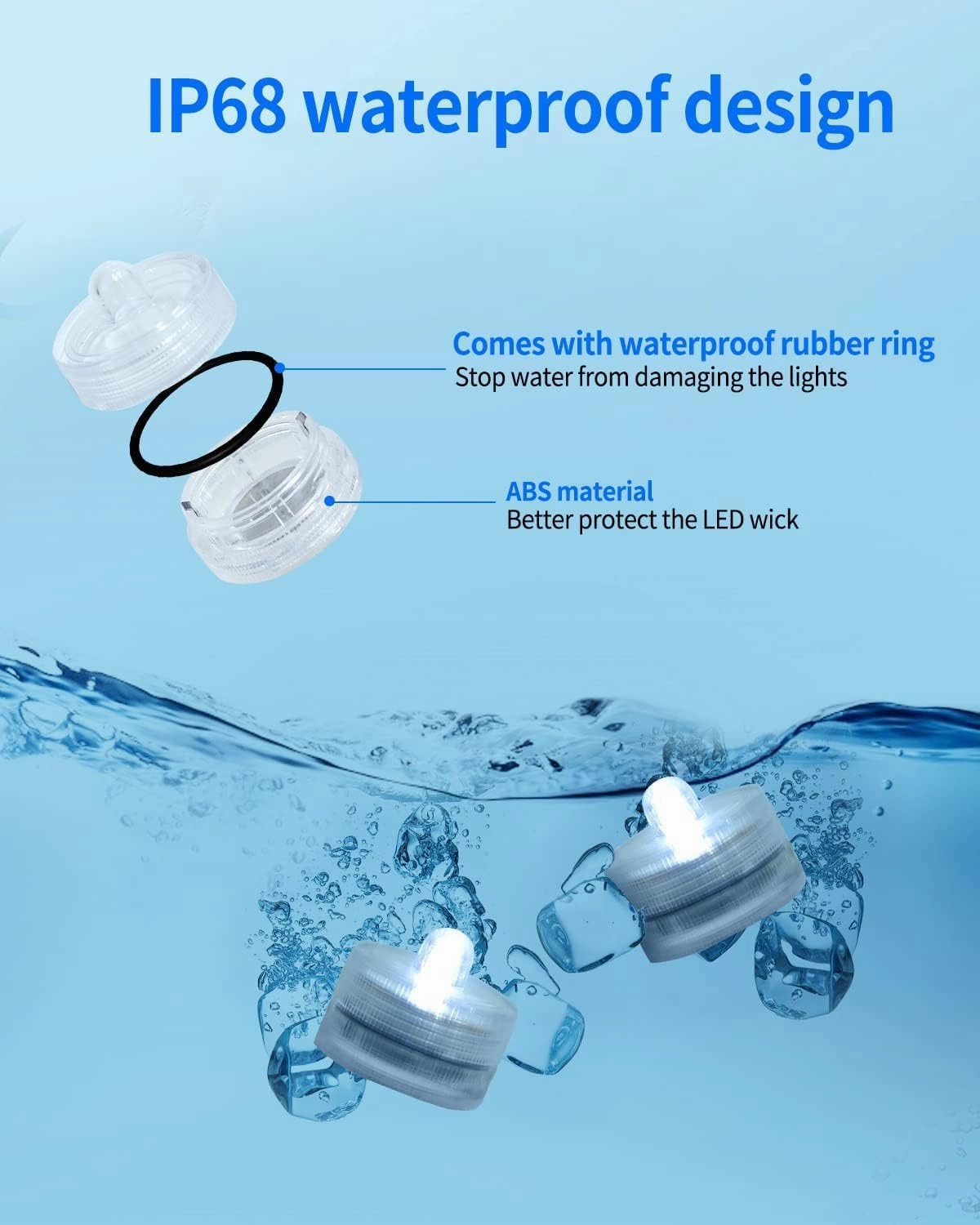 SHYMERY Submersible LED Lights,24 Pack Waterproof Tea Lights,White Led Tea Lights,Battery Powered Waterproof Led Lights for Vases Weddings, Birthdays, Festivals, Events, Parties