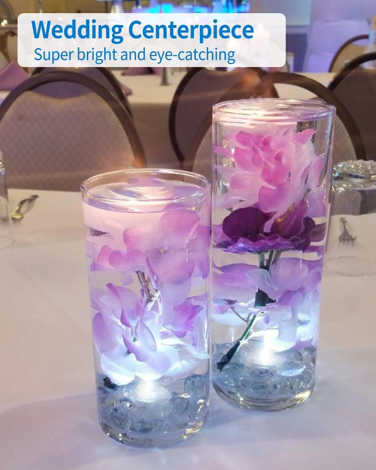 SHYMERY Submersible LED Lights,24 Pack Waterproof Tea Lights,White Led Tea Lights,Battery Powered Waterproof Led Lights for Vases Weddings, Birthdays, Festivals, Events, Parties