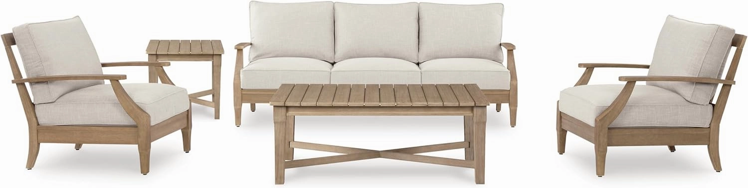 Signature Design by Ashley Outdoor Eucalyptus Carter Hall Patio Coffee Table, Beige