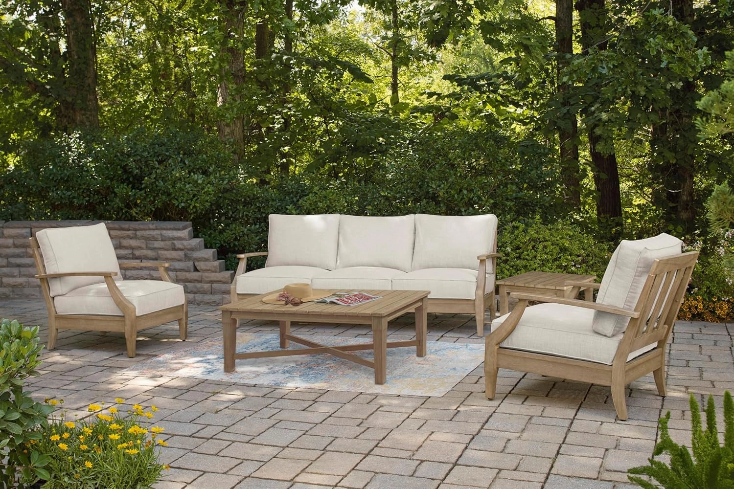 Signature Design by Ashley Outdoor Eucalyptus Carter Hall Patio Coffee Table, Beige