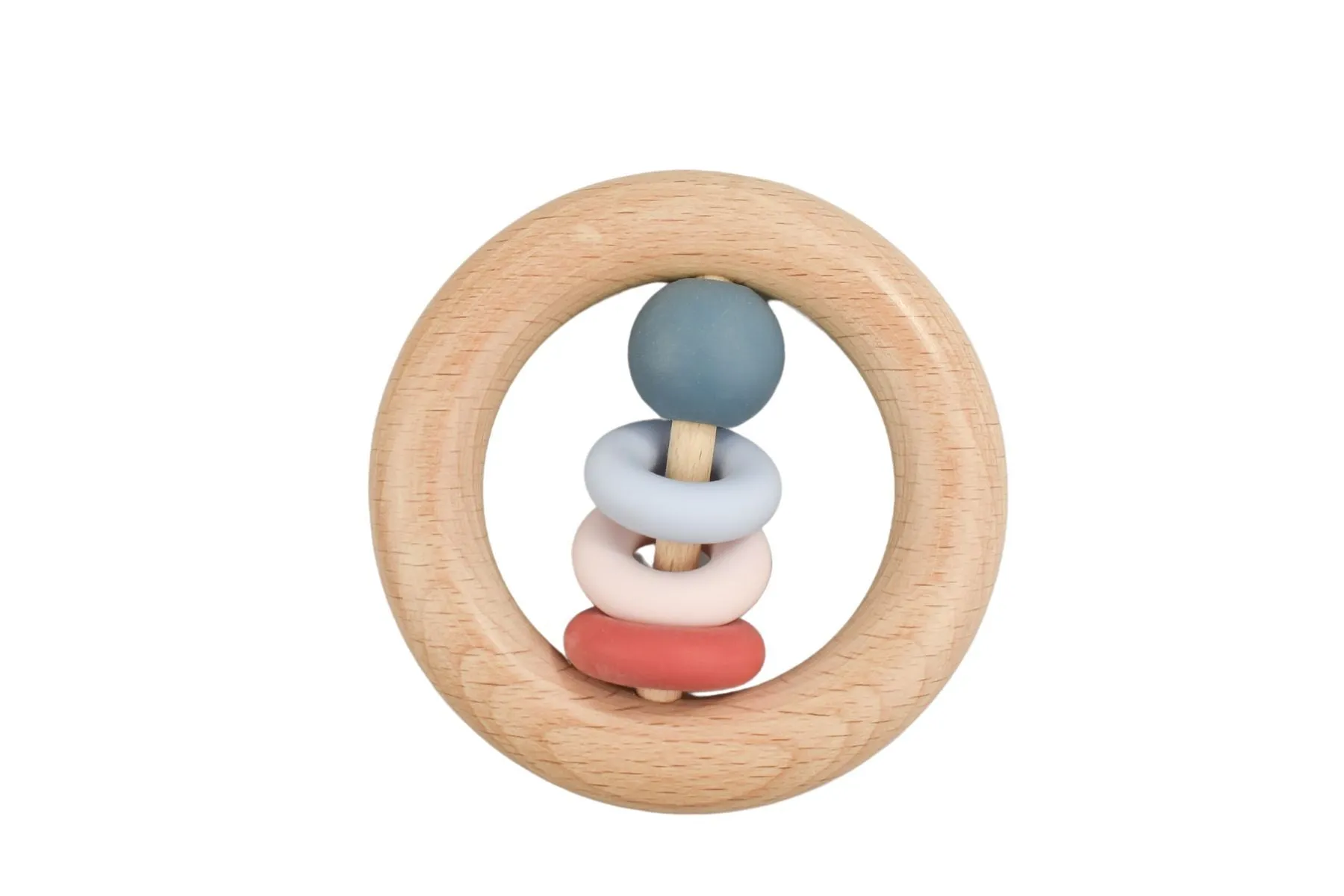 Silicone & Wooden Teether Ring | Red