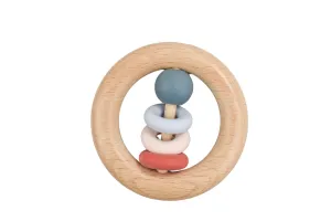 Silicone & Wooden Teether Ring | Red