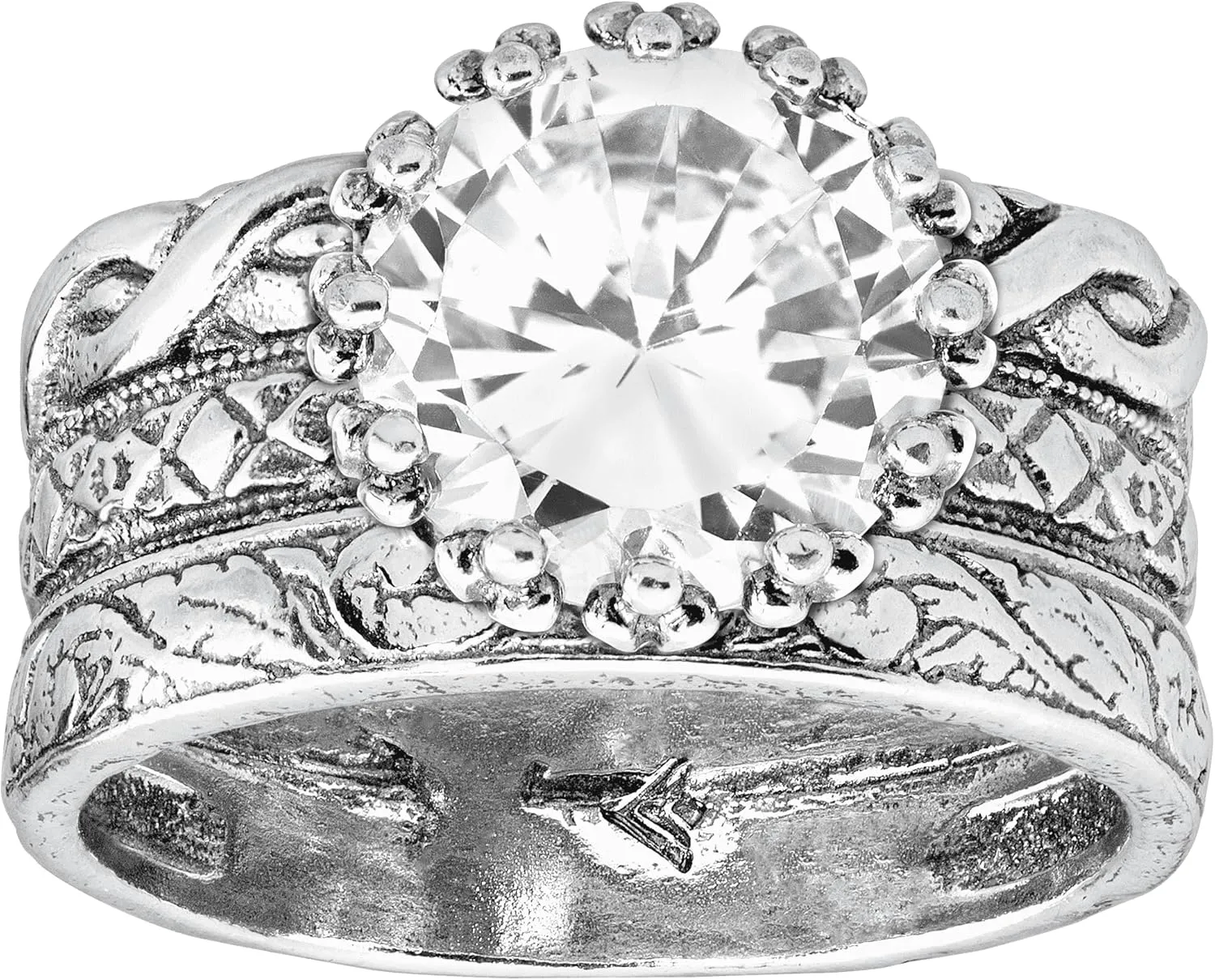 Silpada 'Bristol' Cubic Zirconia Textured Ring in Sterling Silver