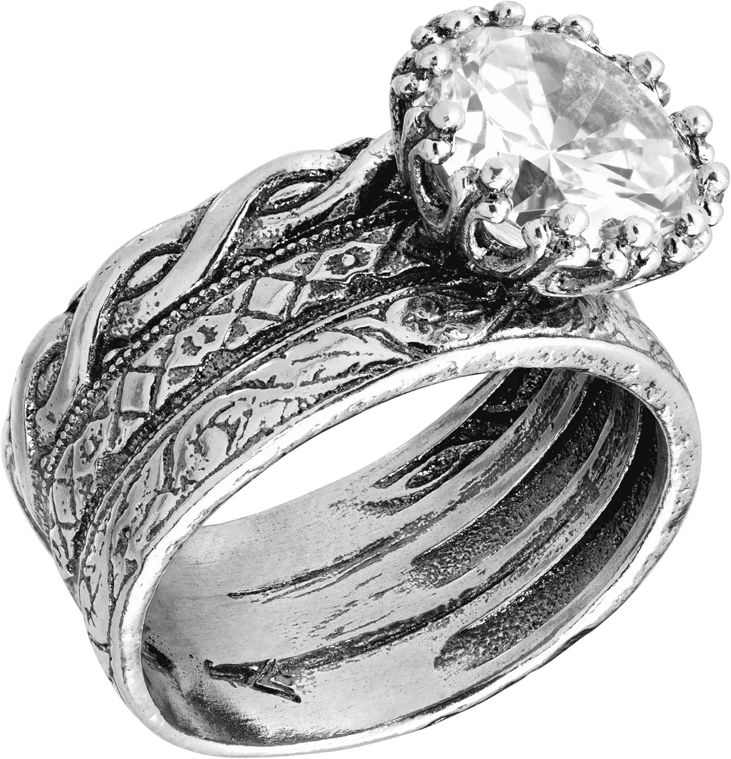 Silpada 'Bristol' Cubic Zirconia Textured Ring in Sterling Silver