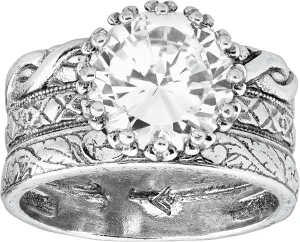 Silpada 'Bristol' Cubic Zirconia Textured Ring in Sterling Silver