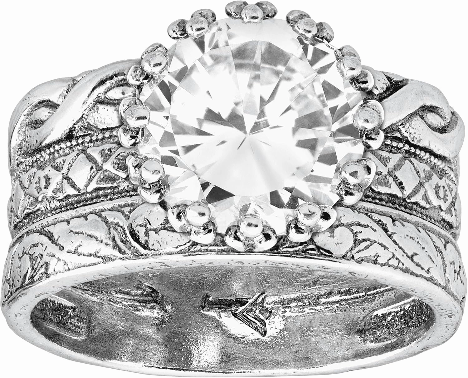 Silpada 'Bristol' Cubic Zirconia Textured Ring in Sterling Silver