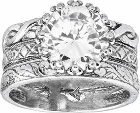 Silpada 'Bristol' Cubic Zirconia Textured Ring in Sterling Silver