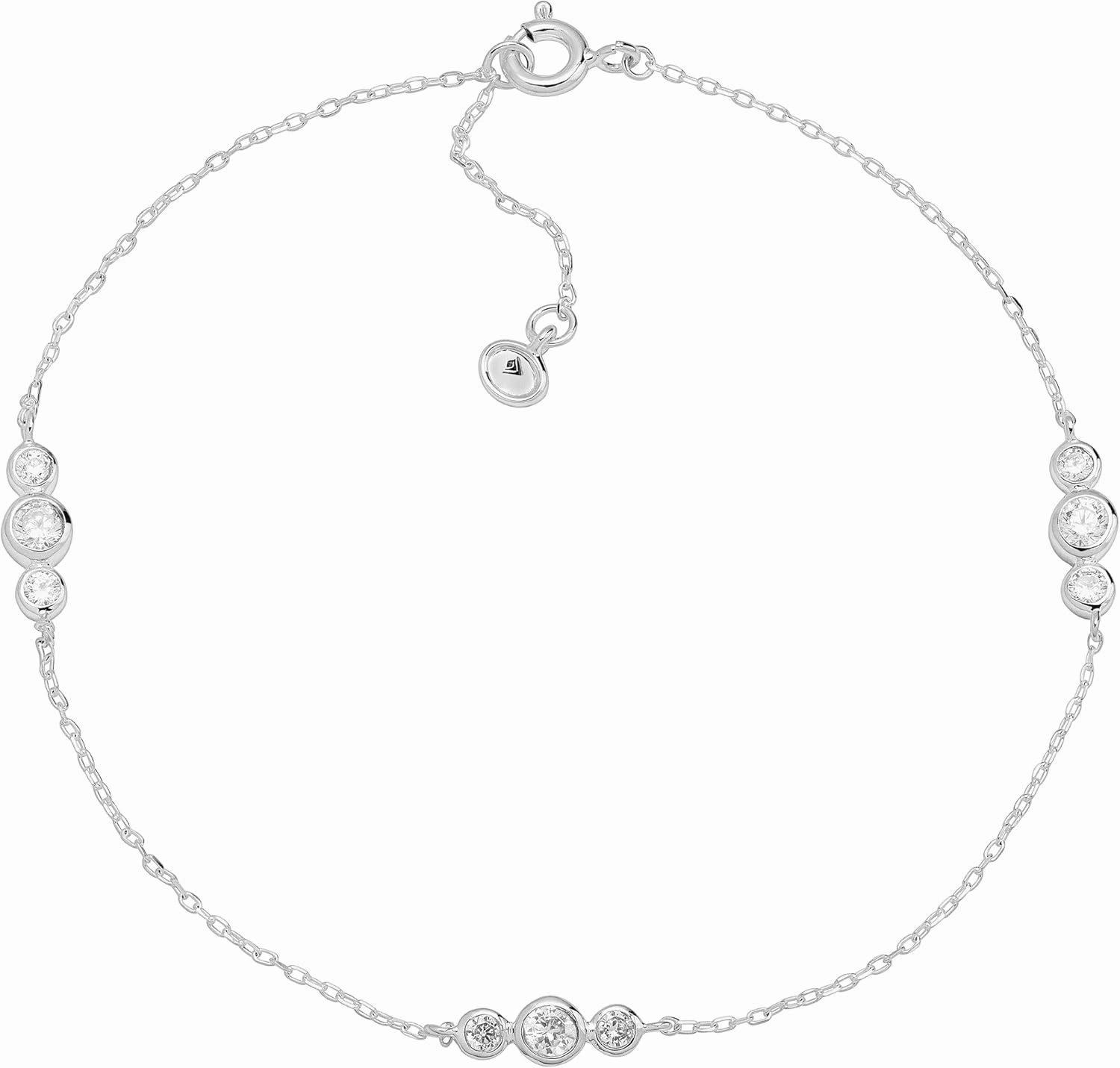 Silpada 'Clarity' Loll Anklet with Cubic Zirconia in Sterling Silver, 9"   1"