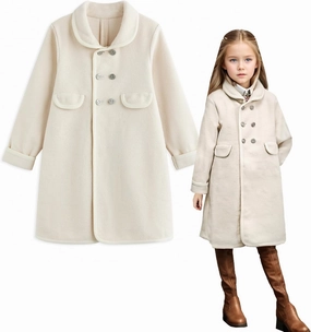 Simplee kids Girls Dress Coat Lapel Button Winter Jackets Coats Long Sleeve Outerwear with Pockets 4-14Year