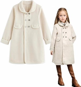 Simplee kids Girls Dress Coat Lapel Button Winter Jackets Coats Long Sleeve Outerwear with Pockets 4-14Year