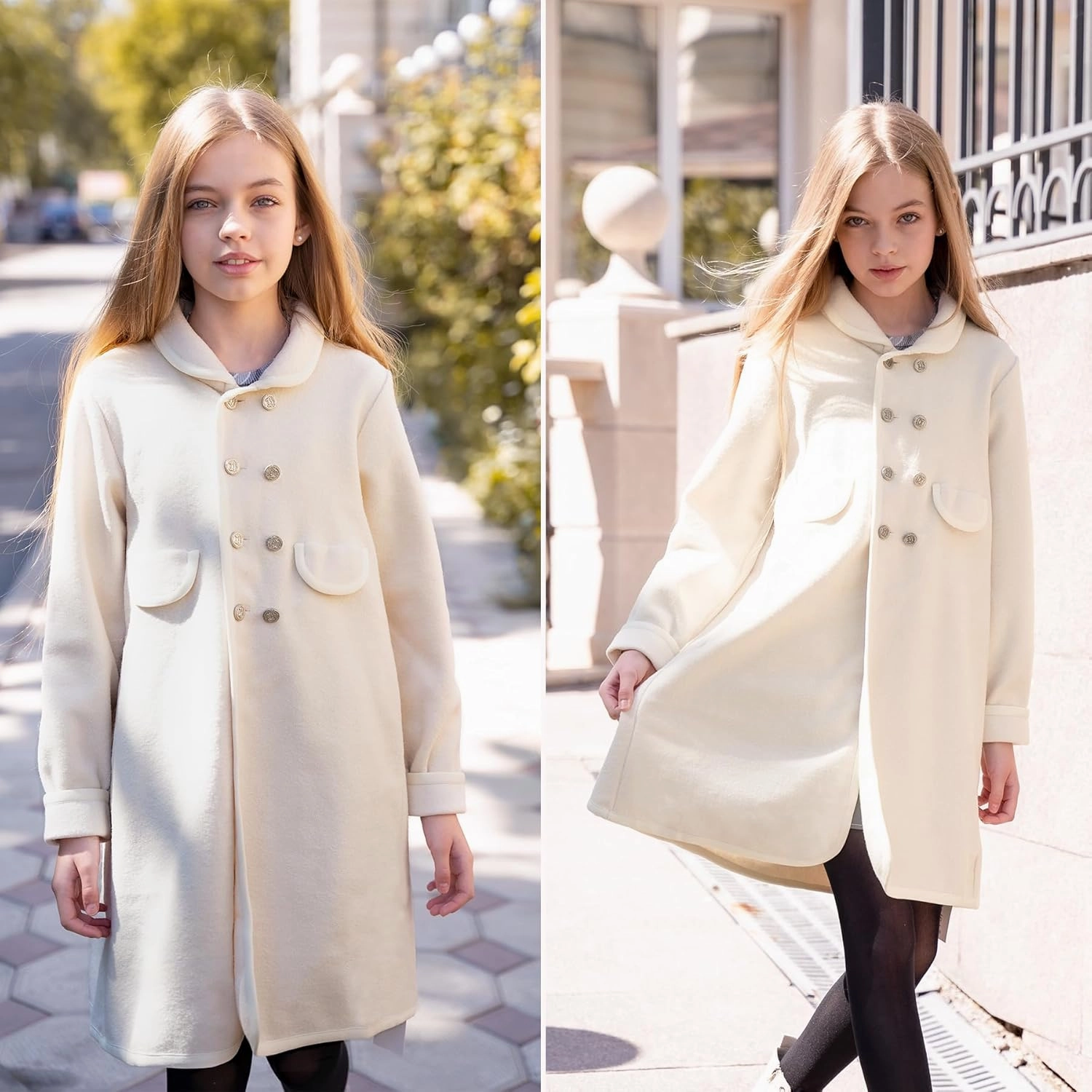 Simplee kids Girls Dress Coat Lapel Button Winter Jackets Coats Long Sleeve Outerwear with Pockets 4-14Year