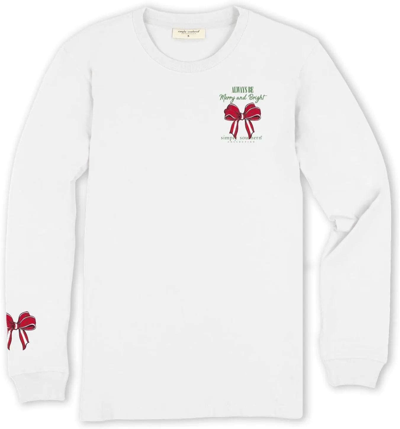Simply Southern Golden Retriever Dog Christmas Graphic Long Sleeve T-Shirt - White, Unisex Adult