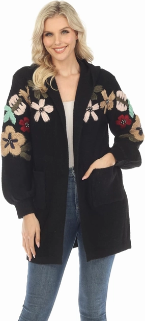 SIMPLY COUTURE Women's Winter Casual Open Front Pom Pom Long Sleeve Crochet Knit Cardigan Sweater