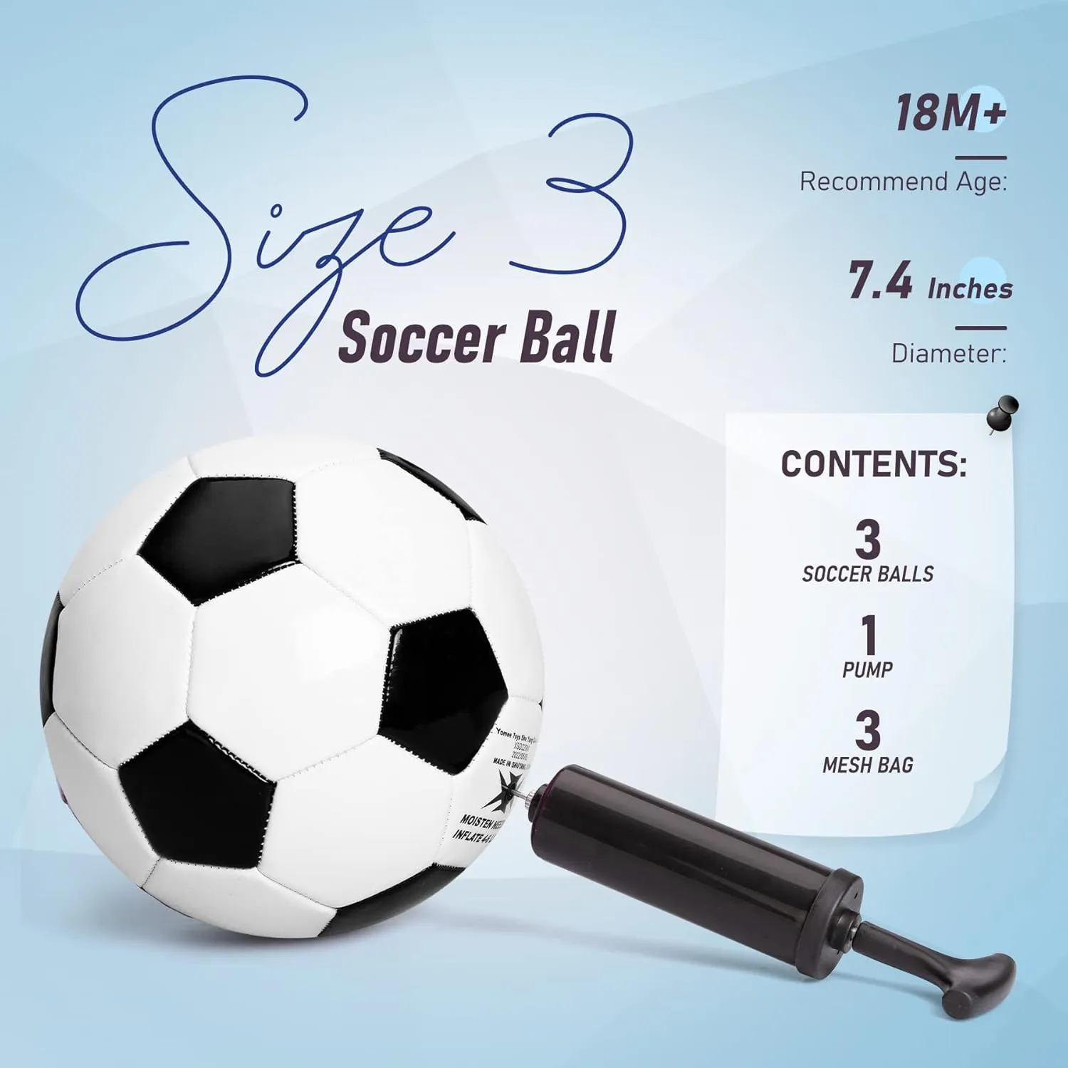 Size 3 Soccer Ball for Kids, Classic/Pink Soccer Ball for Girls Boys with Pump, Outdoor/Indoor Play Game Toys for Toddlers Ages 2 3 4 5 6 7 8