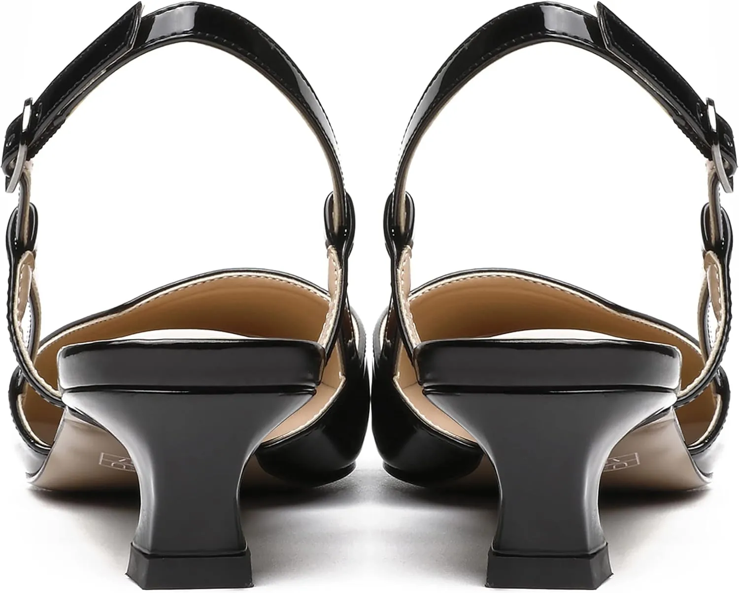 SKYSTERRY Women's Patent Slingback Cute Cut Out Pointed Toe Office Spool Low Kitten Heel Pumps Office Work Shoes 1.5 Inch