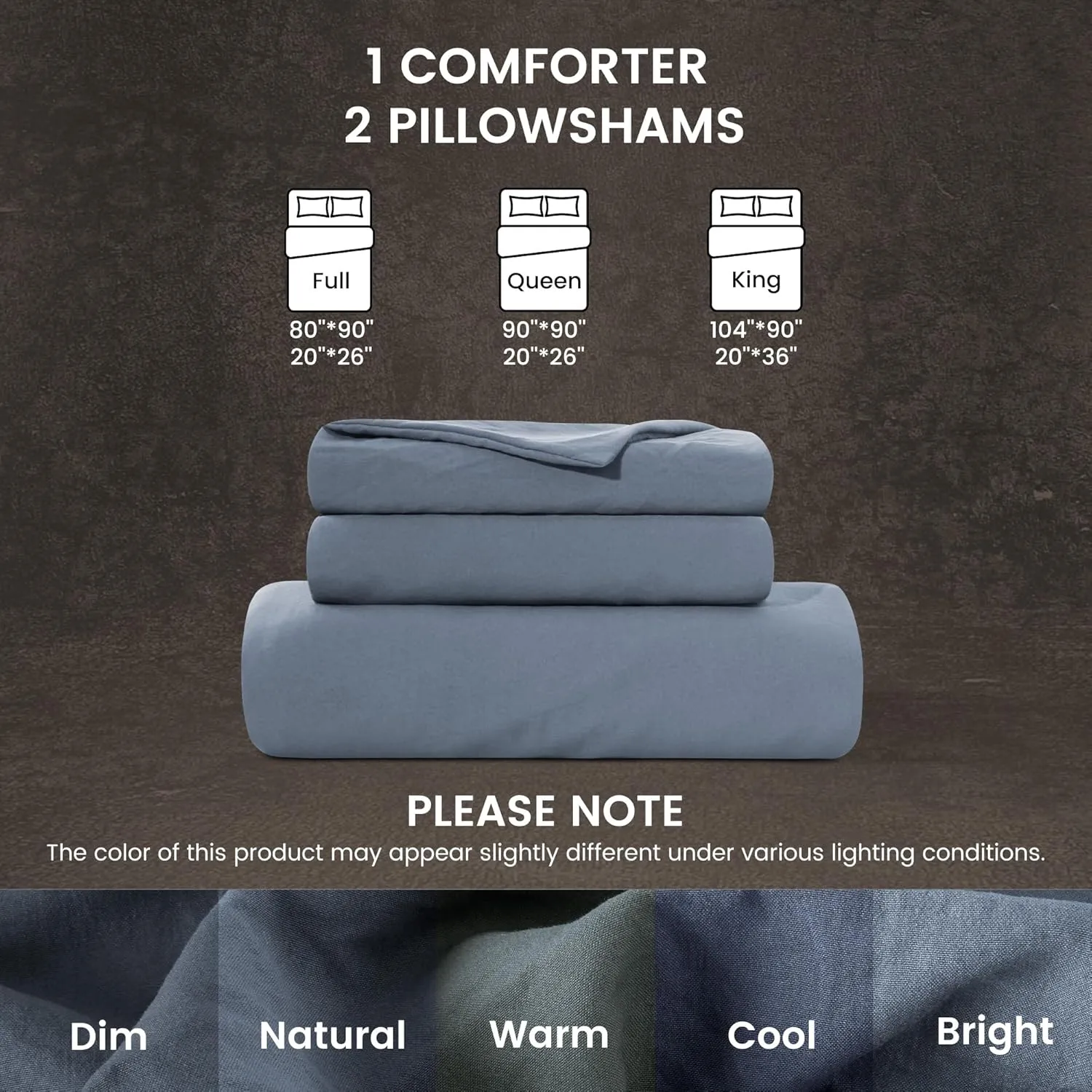 SLEEP ZONE Duvet Cover Full Size, Stone Washed, Soft and Comfortable with Natural Wrinkles, Easy Care, Gift-Wrapped, Safe and Skin-Friendly(Flint Stone Blue, Full)