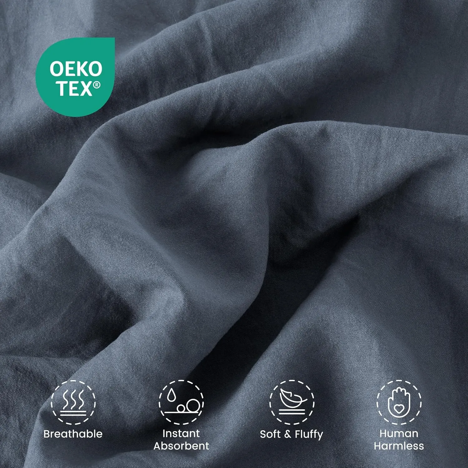 SLEEP ZONE Duvet Cover Full Size, Stone Washed, Soft and Comfortable with Natural Wrinkles, Easy Care, Gift-Wrapped, Safe and Skin-Friendly(Flint Stone Blue, Full)