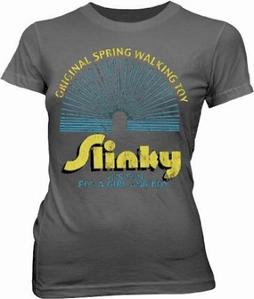 Slinky Spring Walking Toy Gray Juniors T-Shirt Tee