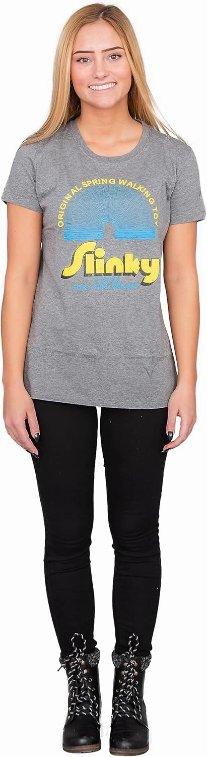 Slinky Spring Walking Toy Gray Juniors T-Shirt Tee