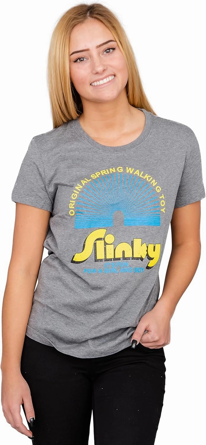 Slinky Spring Walking Toy Gray Juniors T-Shirt Tee