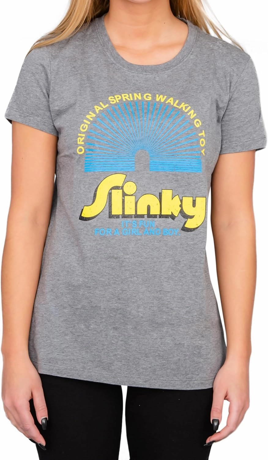 Slinky Spring Walking Toy Gray Juniors T-Shirt Tee