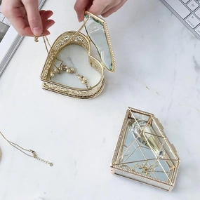 Small Metal Jewelry Box Travel Portable Jewelry Case Necklace Ring Jewelry Storage Box for Women Jewelry Organizer (Size : 2.1 * 5.5 * 3.9in) ()