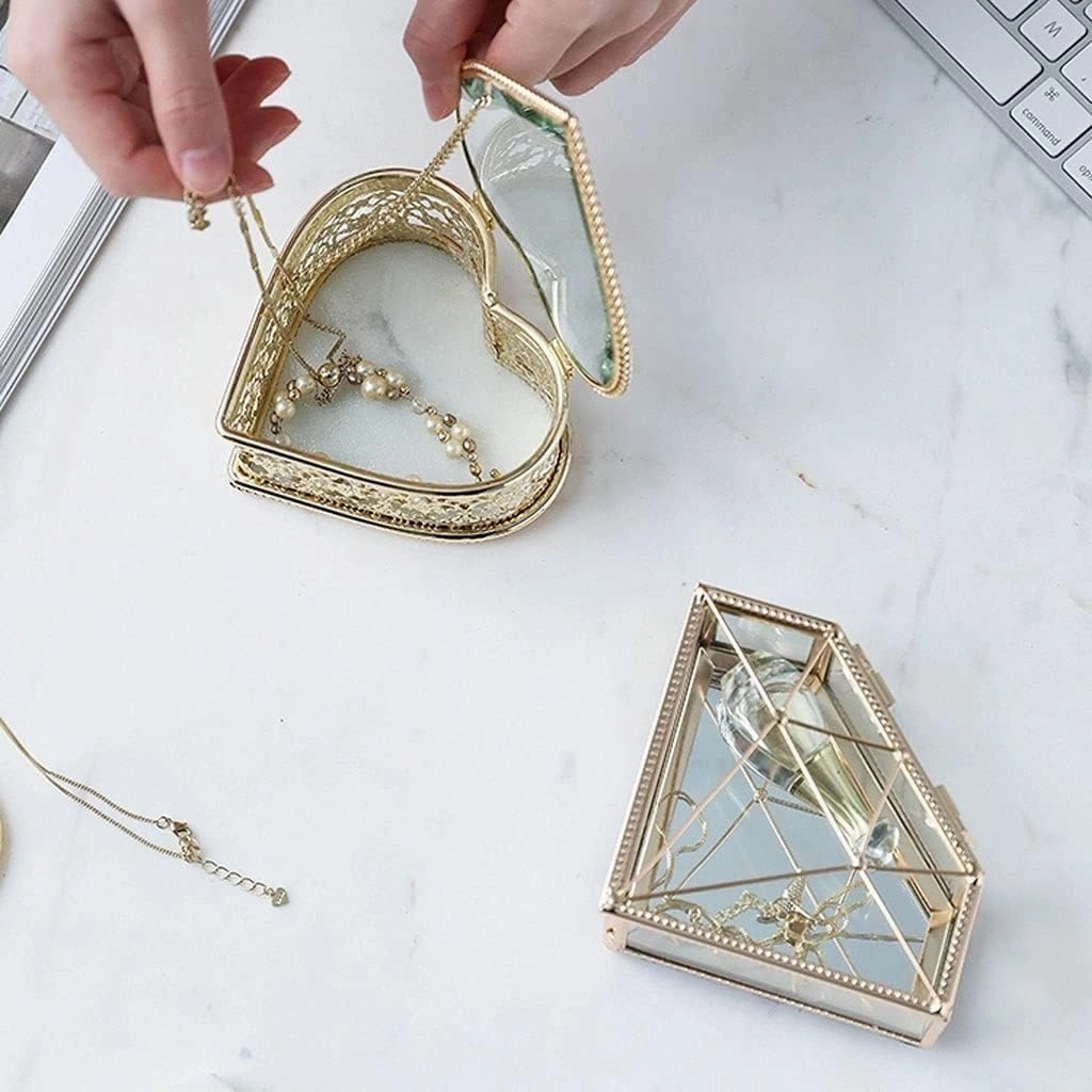 Small Metal Jewelry Box Travel Portable Jewelry Case Necklace Ring Jewelry Storage Box for Women Jewelry Organizer (Size : 2.1 * 5.5 * 3.9in) ()