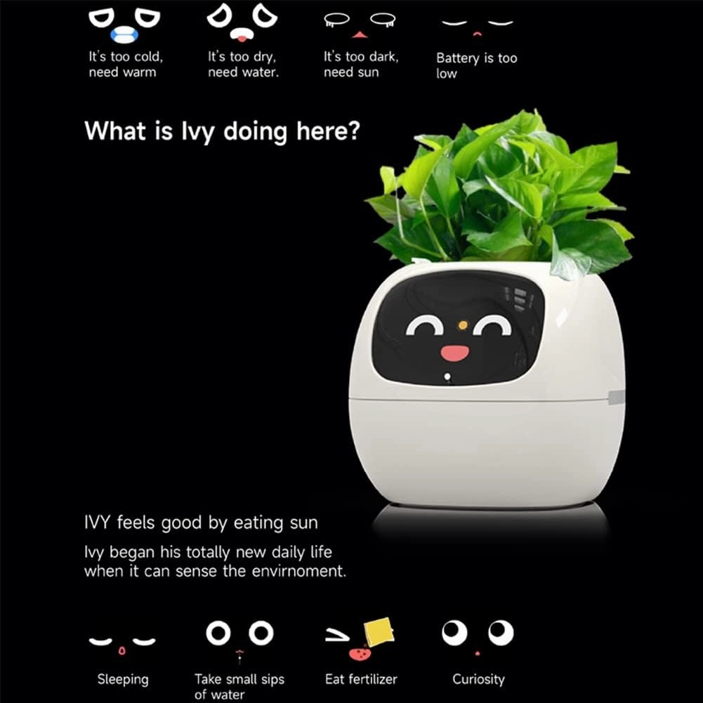 Smart Flowerpots,Smart Pet Planter,Ai Planter,Intelligent Flowerpots,Multiple Expressions,7 Smart Sensors, and Ai Chips Make Raising Plants Easy and Fun for Living Room,Plant-Free(Pink)
