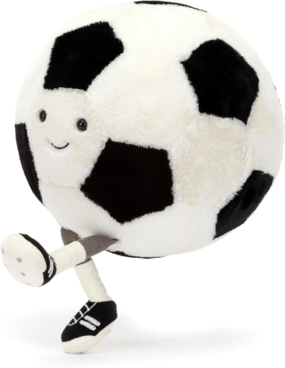 Soccer Ball Plush with Cute Smiling Face & Embroidered Feet - Cute Soccer Stuffed Animal with Eyes & Suture Feet - Game Decoration Throw Pillow
