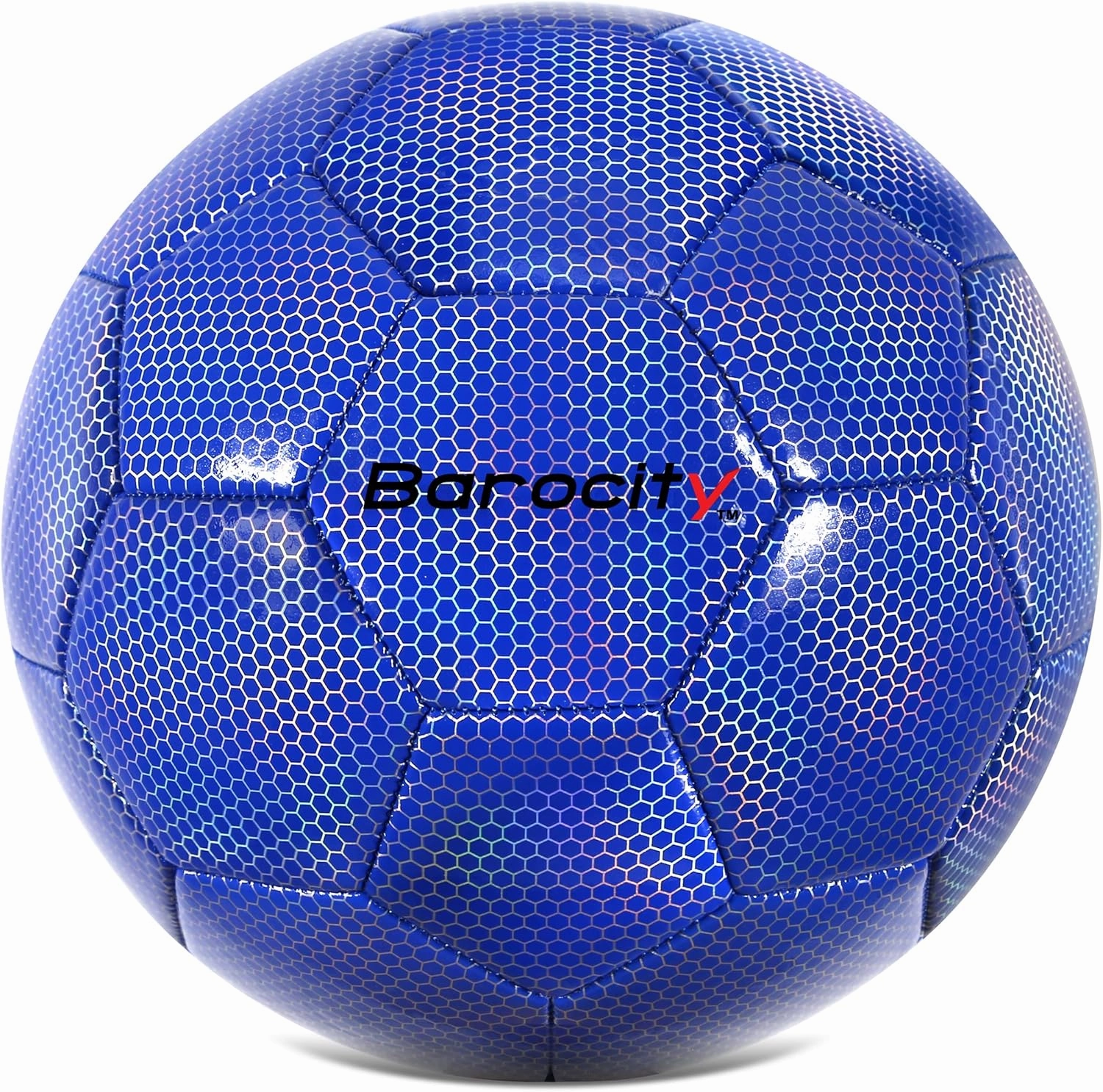 Soccer Ball - Premium Boy and Girl Official Match Ball with Cool Reflective Iridescent Rainbow Hex Pattern, Durable, Indoor, Outdoor, Training, Practice, Playtime and Games