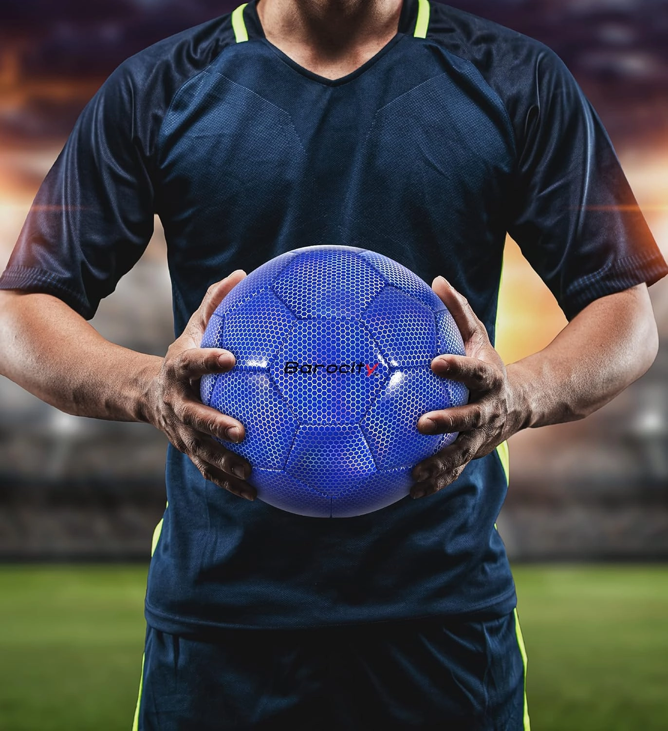 Soccer Ball - Premium Boy and Girl Official Match Ball with Cool Reflective Iridescent Rainbow Hex Pattern, Durable, Indoor, Outdoor, Training, Practice, Playtime and Games