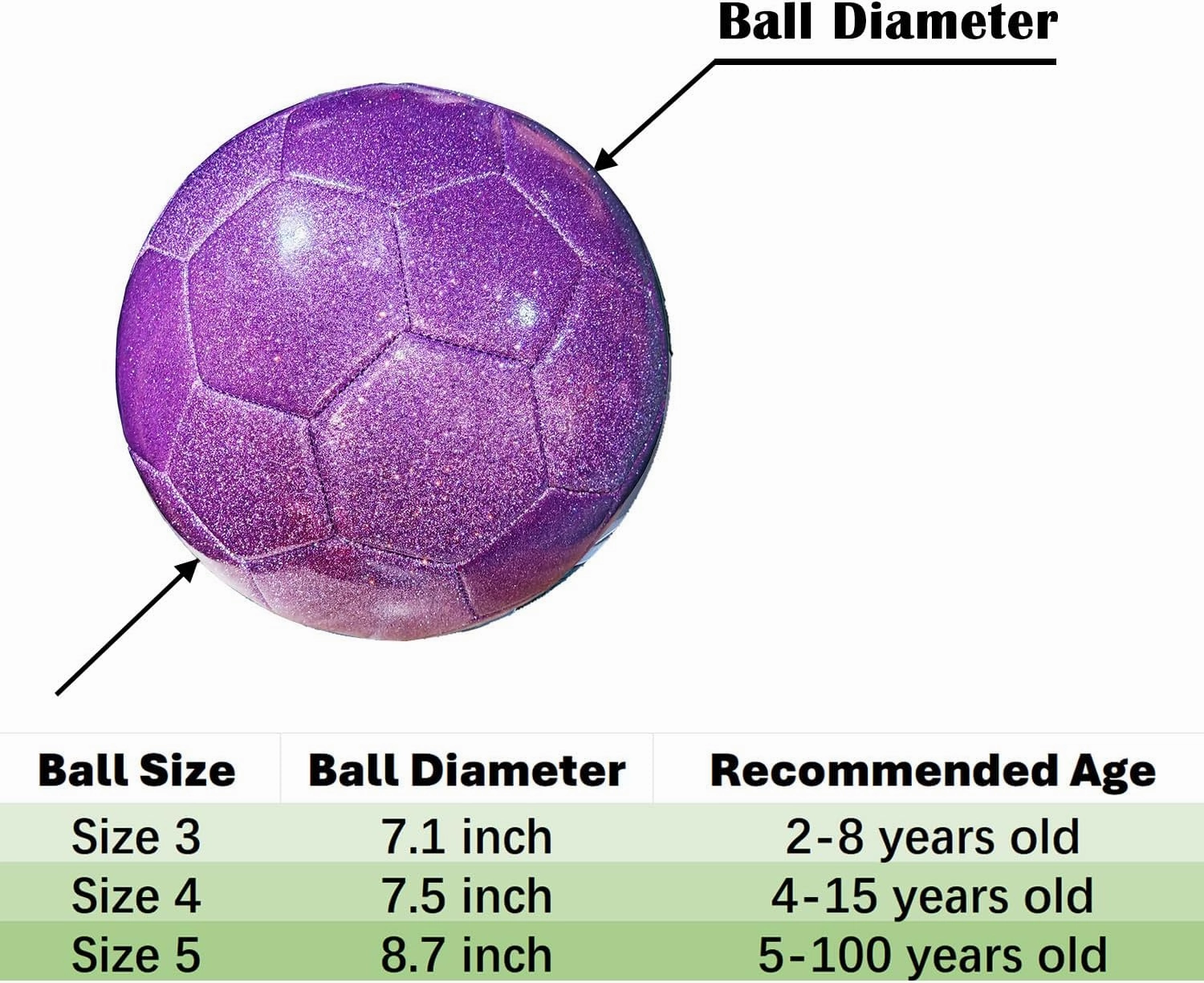 Soccer Ball Shiny Gift Size 3 4 5 Practice Training Come with Pump and Needle