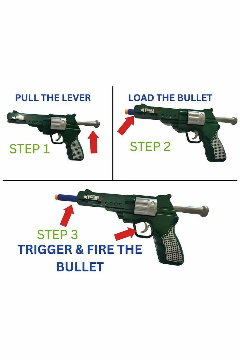 Soft Blaster Shooting Gun Toy with 3 Foam Bullets & Army Man