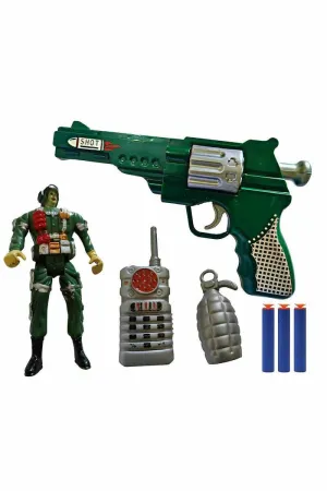 Soft Blaster Shooting Gun Toy with 3 Foam Bullets & Army Man