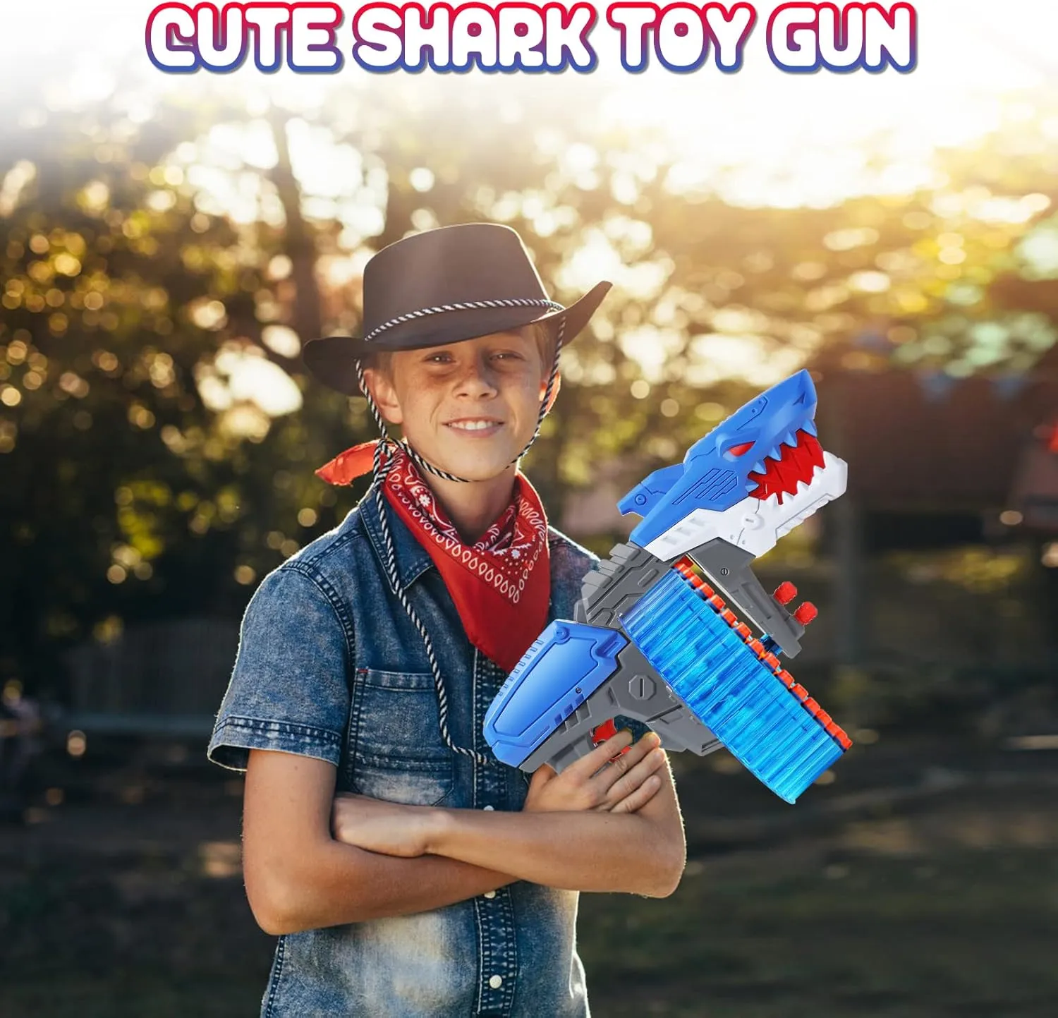 Soft Bullet Toy Gun for Boys, Toy Foam Blasters & Guns with 120 Soft Bullets, 40-Dart Rotating Drum, Foam Dart Gun Shooting Games, Shark Toys Birthday for Kids, Teens Adults 6 