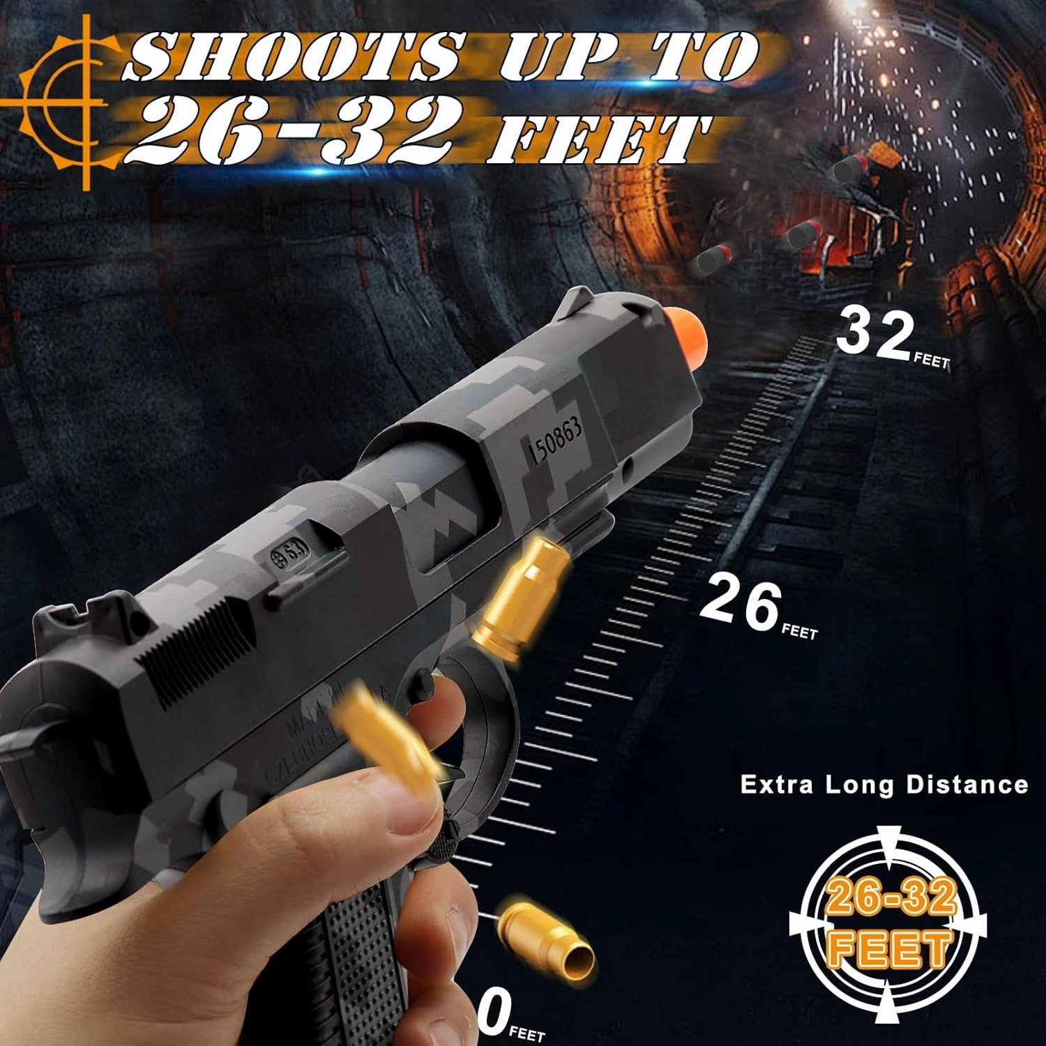 Soft Bullet Toy Gun Shell Ejecting with 48 Bullets, Toy Guns for Boys, Toy Pistol Fidget Gun, Realistic Play Gun, Halloween Christmas Birthday Gifts for Boys Kids Adults Age 8  Camouflage