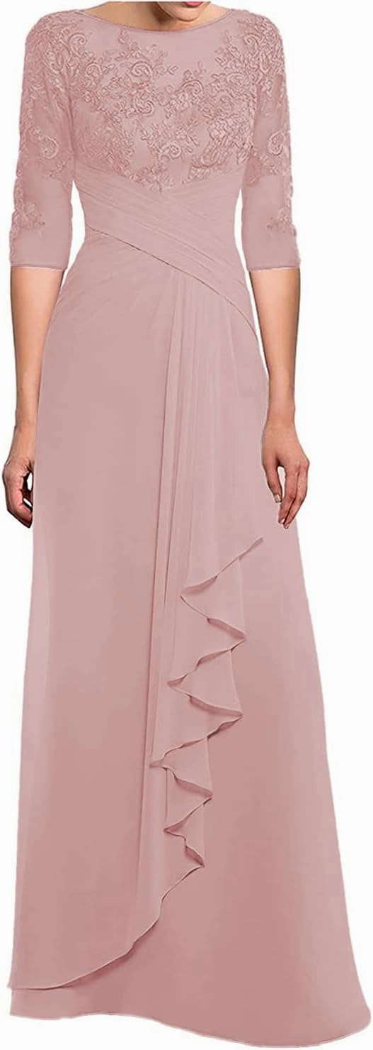 SOLODISH Women's Lace Chiffon Mother of The Bride Dresses for Wedding Long Formal Evening Party Gown