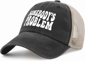 Somebody Problem Hat Womens Fashionable Cap for Womens AllBlack Caps Low Profile Unique Gifts for Farmers