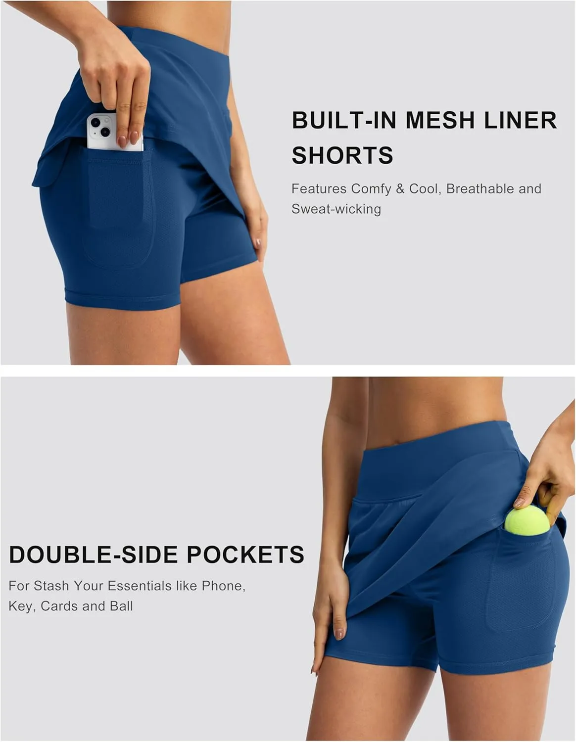 Soothfeel Golf Skorts Skirts for Women 7 Pockets High Waist Tennis Skirt with Shorts Underneath Athletic Workout Casual