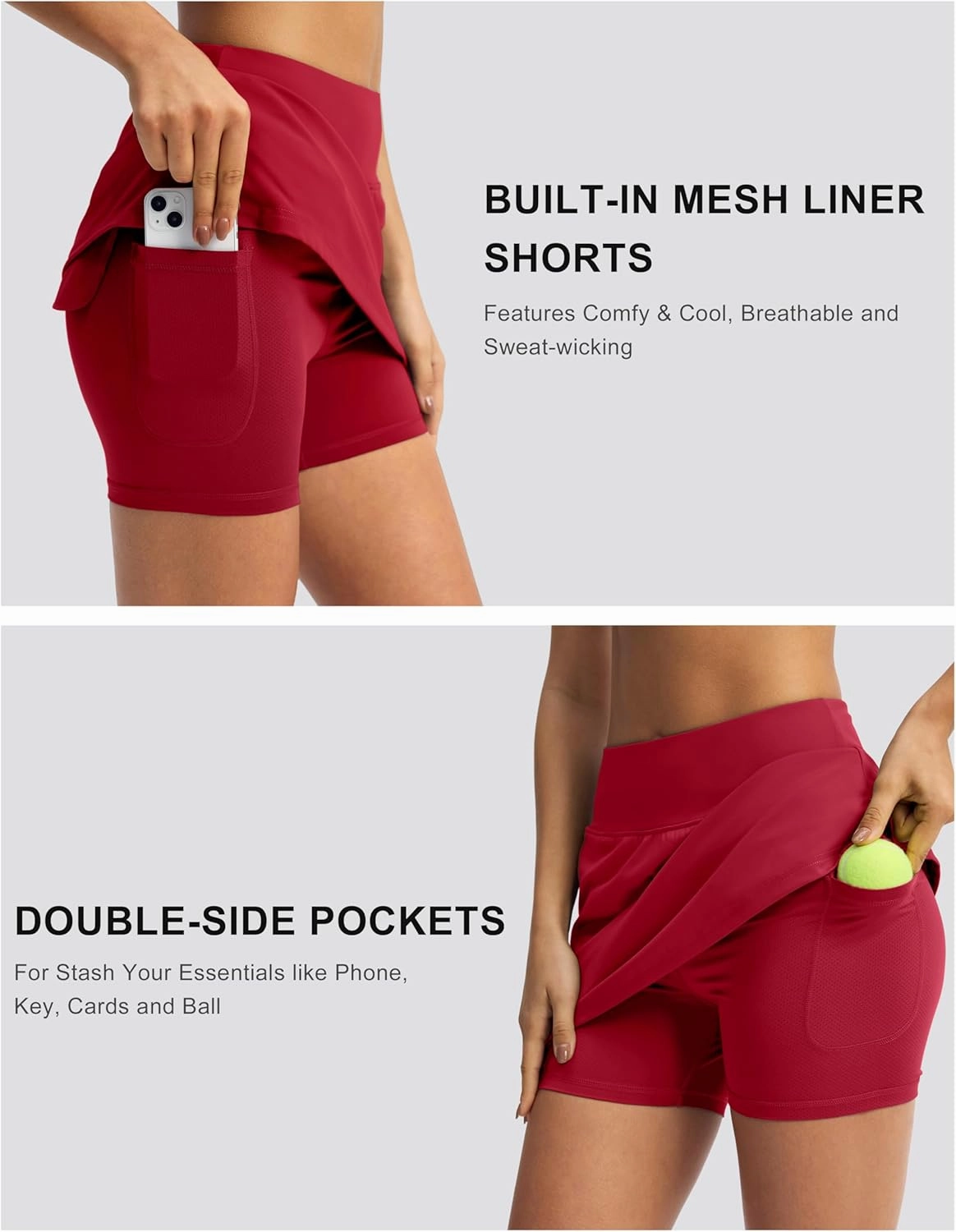 Soothfeel Golf Skorts Skirts for Women 7 Pockets High Waist Tennis Skirt with Shorts Underneath Athletic Workout Casual