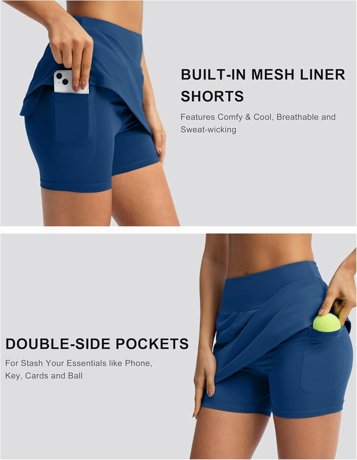 Soothfeel Golf Skorts Skirts for Women 7 Pockets High Waist Tennis Skirt with Shorts Underneath Athletic Workout Casual